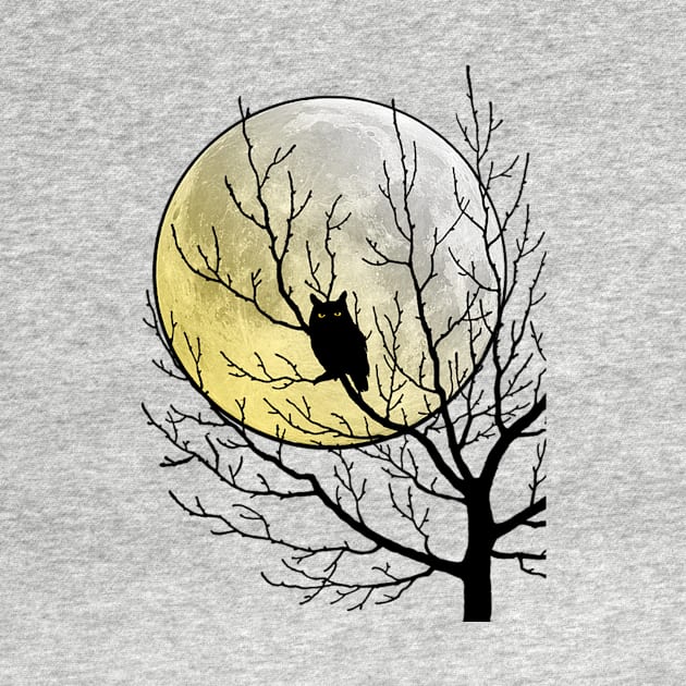 halloween owl in a tree by ysmnlettering